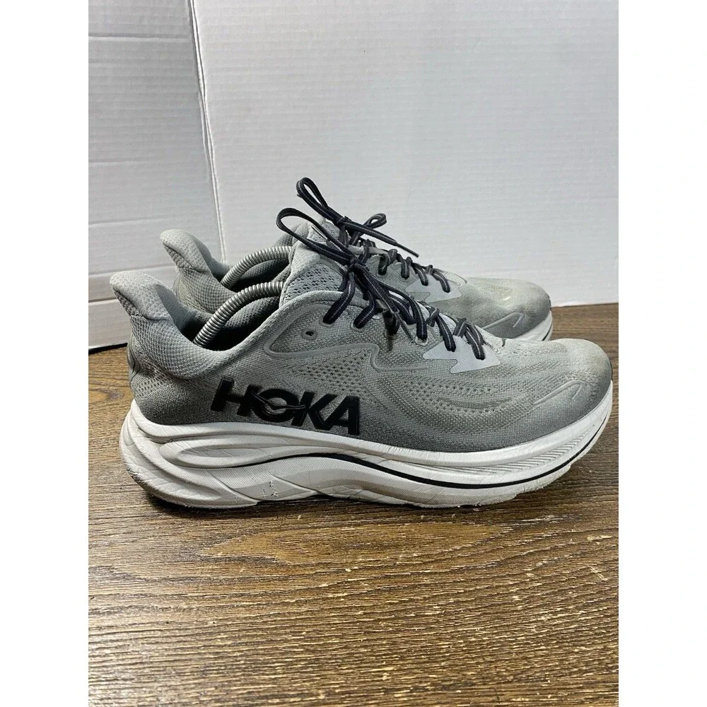 HOKA One One Clifton 10 1162030 GYST Grey /White/Black Mens Size 12 D F27525C